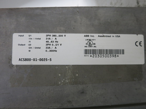 ABB ACS800-U1-0025-5 25 HP AC VS Drive ACS-800 480V VFD 380-500V 25HP ACS800 (DW7984-1)