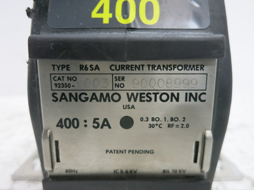 Sangamo Weston 92350-003 Type R6SA Current Transformer Ratio 400:5 A CT (DW8009-3)
