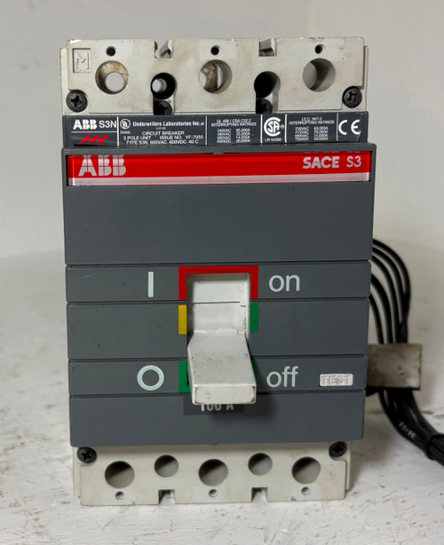 ABB S3N 100A SACE S3 3 Pole Circuit Breaker w/ Aux & Shunt 600V 100 Amp S3N100 (EM5854-3)