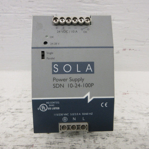 Sola Automation SDN 10-24-100P OVP Power Supply 115/230VAC 5.0/2.0A 50/60HZ SOLA (AH1066-5)