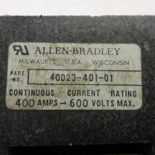 Allen Bradley 40023-401-01 Fuse Holder Block 600V 400A Mountable 600VAC 400 Amp (AH1103-1)