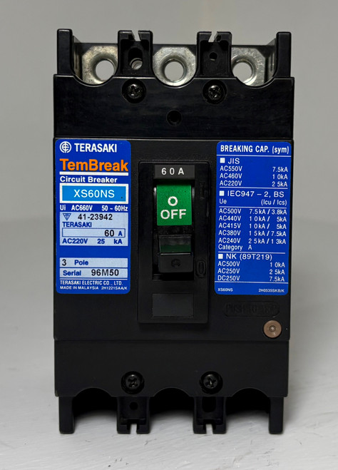 Terasaki XS60NS 60A TemBreak Circuit Breaker AC600V 60 Amp 41-23942 3 Pole (EM5873-1)