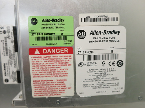 Allen Bradley 2711P-T15C6D2 Ser A PanelView Plus 1500 Touch HMI 2711P-RN6 RDT15C (DW8046-2)