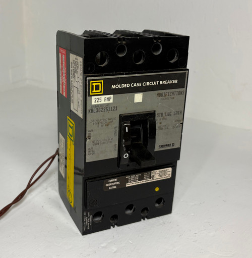 Square D KAL362251121 225A Circuit Breaker w/ UVR 600V KAL 3P KAL36225 225 Amp (EM5887-2)