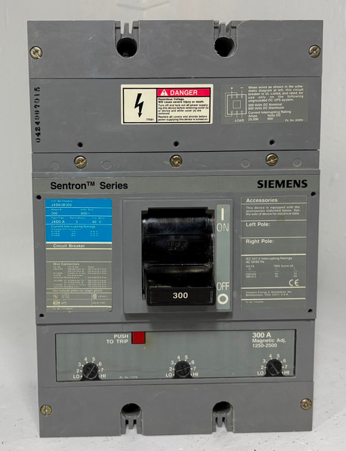 Siemens JXD63B300 300A Sentron Circuit Breaker Type JXD6-A 300 Amp ITE 600V 3P (EM5893-2)