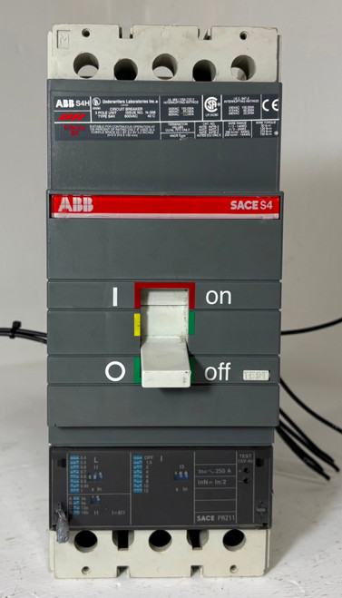 ABB S4H 250A SACE S4 Circuit Breaker w/ 120V Shunt & Aux 3 Pole 250 Amp PR211 (EM5901-1)