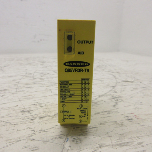 Banner Q85VR3R-T9 PhotoElectric Reciver w/ Outputtimer Sensor Range 23M 240VAC (AH1152-9)