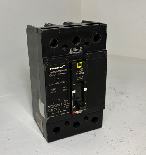 Square D KDL32225 225A PowerPact Circuit Breaker 240V 3 Pole KDL 225 Amp (EM5910-1)