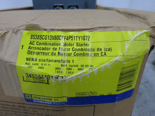 NEW Square D 30A Fusible Size 1 Starter Combo Box 8536SCO3S 30 Amp 240V - 120V (DW8213-1)