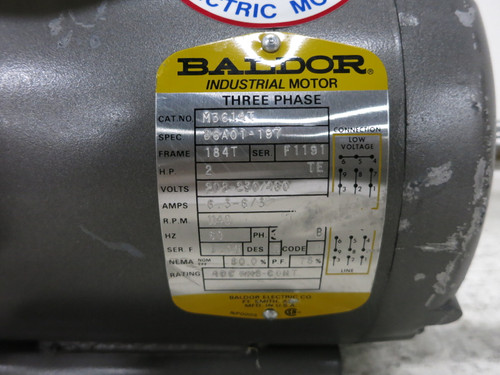 NEW Baldor 2 HP AC Motor 208-230/460V 184T 1140 RPM TE M3614T-36A01-197 (DW8217-1)