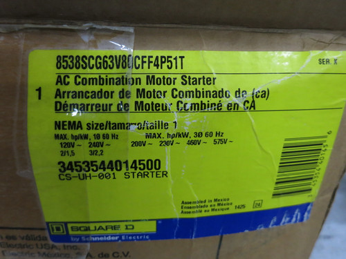 NEW Square D 30A Fusible Size 1 Starter Combo Box 8536SCO1S 30 Amp 240V 120V 1PH (DW8234-2)