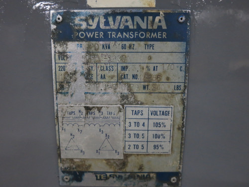 Sylvania 20 kVA 575 Delta to 230 Delta V 3PH Dry Type Transformer 575V - 230V (DW8263-1)