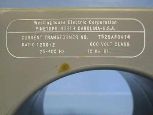 Westinghouse Ratio 1200:5A 7525A30G14 600V Current Transformer CT SCG-5 ABB (EBI5267-2)