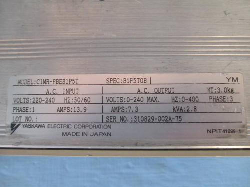 Omron Sysdrive 3G3SV AC Inverter Drive CIMR-PBEB1PST 1.5 KW 200V Yaskawa B1P5T0B (NP0006-1)