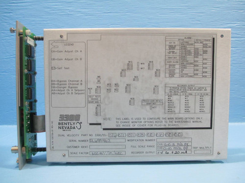Bently Nevada 3300/55 Dual Velocity Monitor 3300/55-06-01-01-05-00-00-00-00 PLC (NP0014-1)