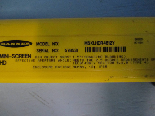 Banner MSXLHDR4812Y 48" R Heavy Duty MS Long Range Mini-Screen 48 inch (TK0037-2)