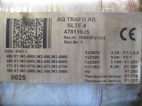 ABB Aq Trafo AB SLTF 4 Robot Transformer 3HAC 6162-1 SLTF4 478119J5 3HAC6162-1 (TK0060-6)