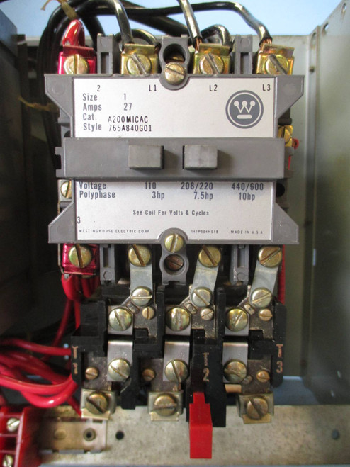 Westinghouse Type W Size 1 Starter 15A Breaker 12" Motor Control Center Bucket (TK0162-41)
