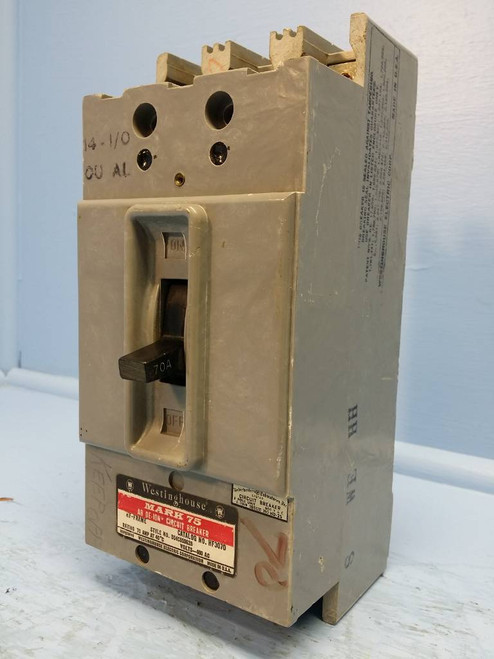 Westinghouse HF3070 70 Amp De-Ion Circuit Breaker Mark 75 Cutler Hammer 70A flaw (EM0270-1)