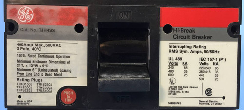 GE TJH4SS 400A Hi-Break Circuit Breaker w/ 225 Amp Plug 3P General Electric (EM0575-1)