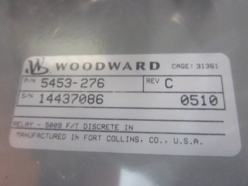 NEW Woodward 5453-276 F/T Relay Discrete In Relay 5009 5453276 NNB Input Rev C (NP0489-2)