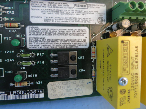 Fisher-Rosemount CL6781X1-A3 DIS I/O TERM PANEL w Five CL6751-A5 43B5308X012 PLC (PM1043-1)