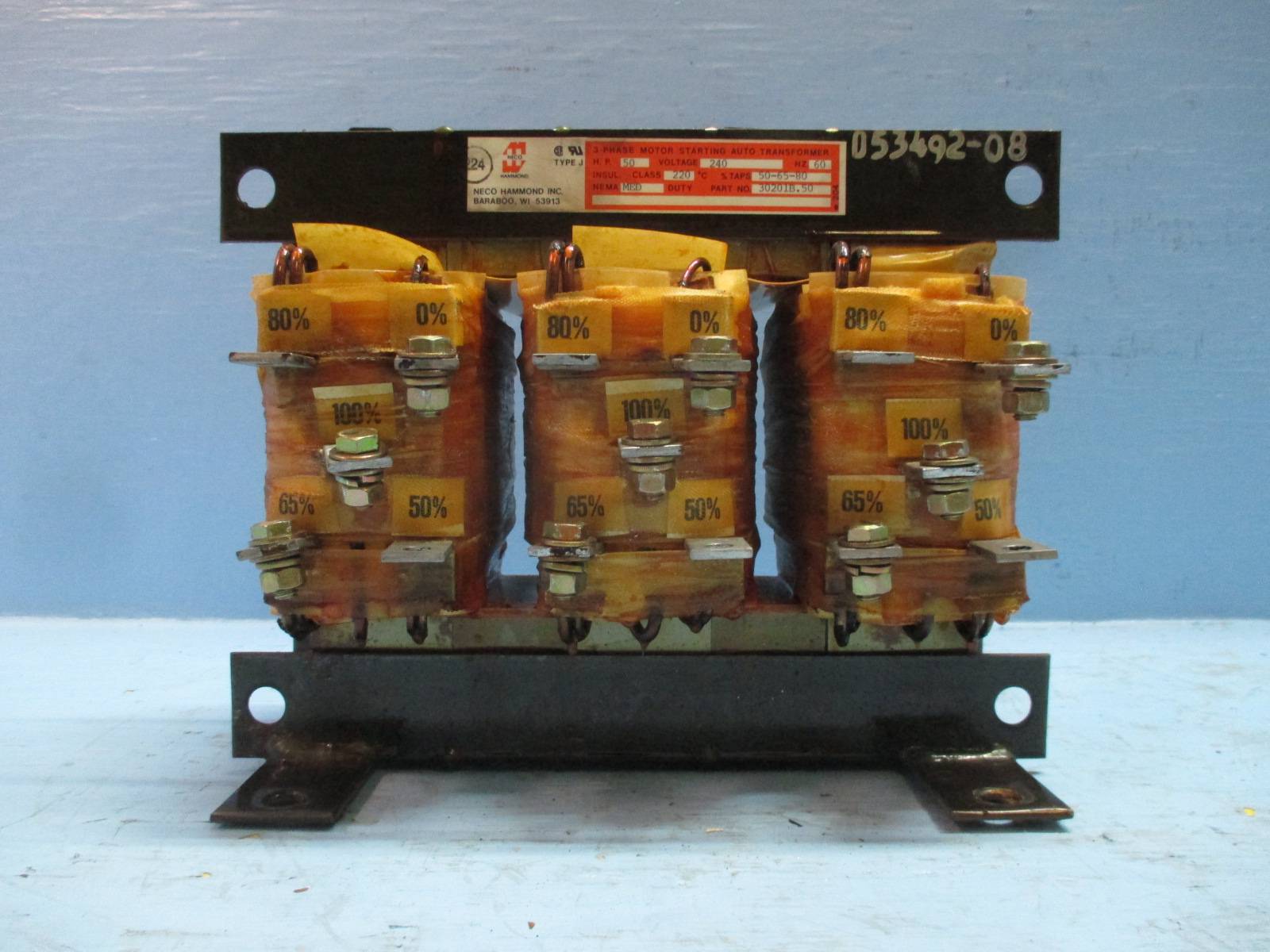 Neco Hammond 30201B.50 3 Phase Motor Starting Auto Transformer