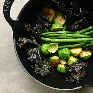 Brussels Sprout, Kale & Green Bean Stir-Fry