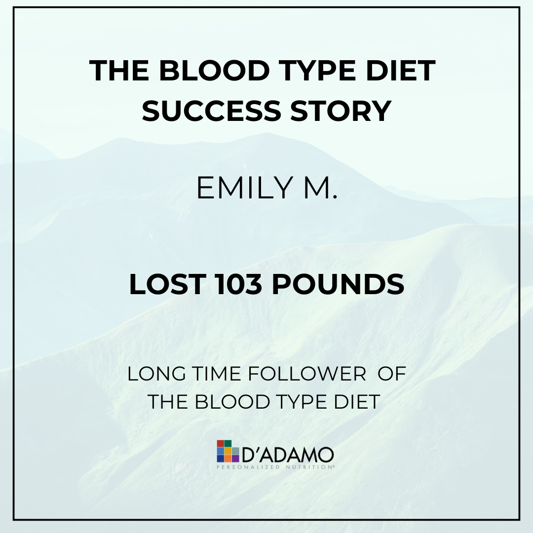 103 Pounds Down: Emily’s Blood Type Diet Breakthrough