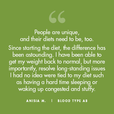 Anisia M. - Blood Type Diet Success Story - D'Adamo Personalized ...