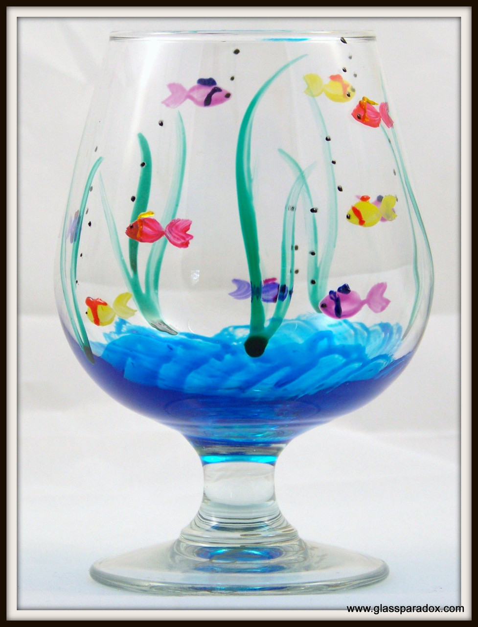 Hand Painted Fish Brandy Glass
