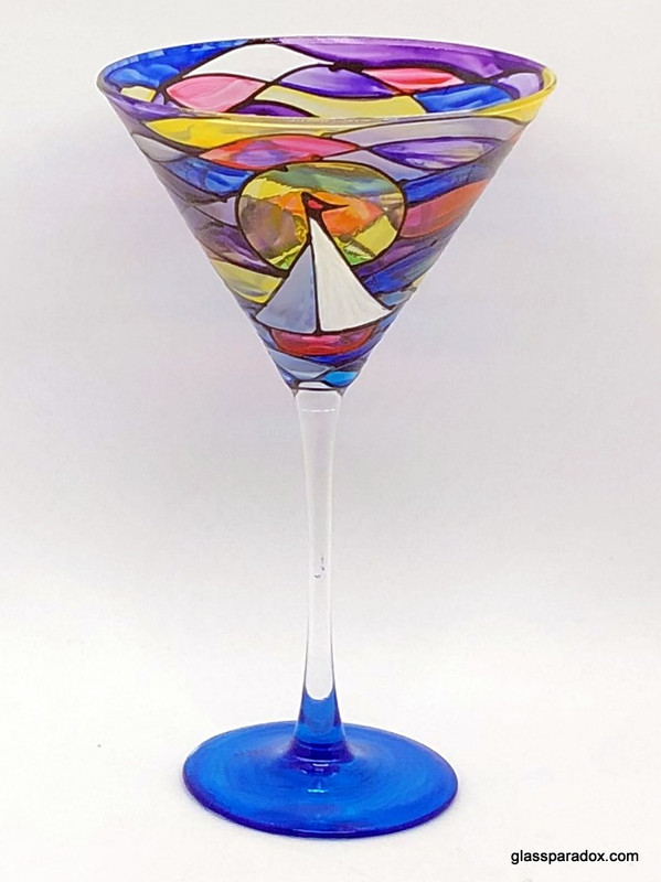 Hand-painted Sunrise Martini Glass