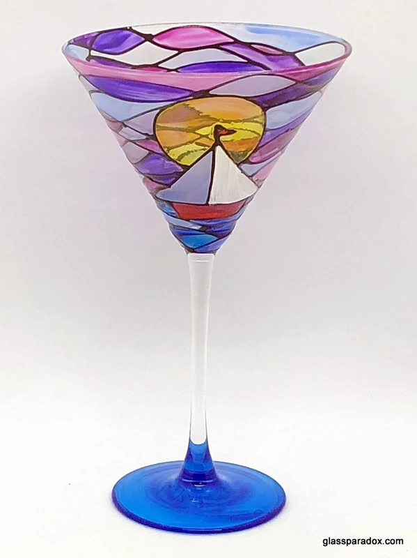 Hand-painted Sunset Martini Glass