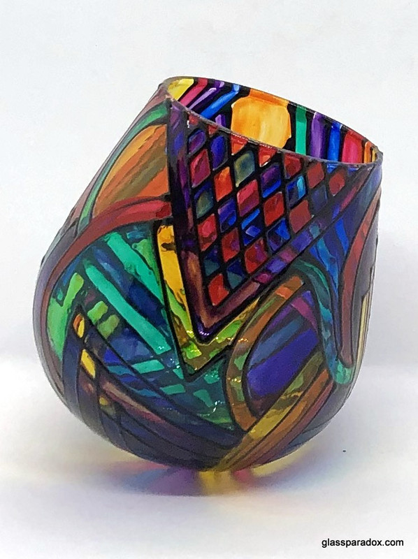 Hand-painted Brite Wobbly Wine Glass