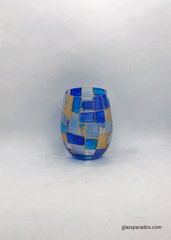 Beachcomber hand-painted stemless wine goblet