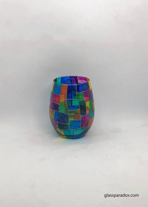 Chancel hand-painted stemless wine goblet