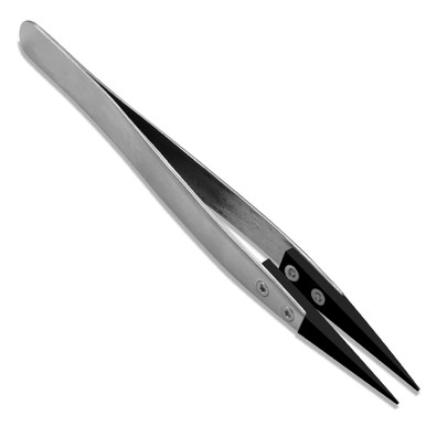 Stainless Steel / Ceramic Tweezers - Pointed Black Tips