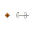 9ct White Gold Square Citrine Stud Earrings 