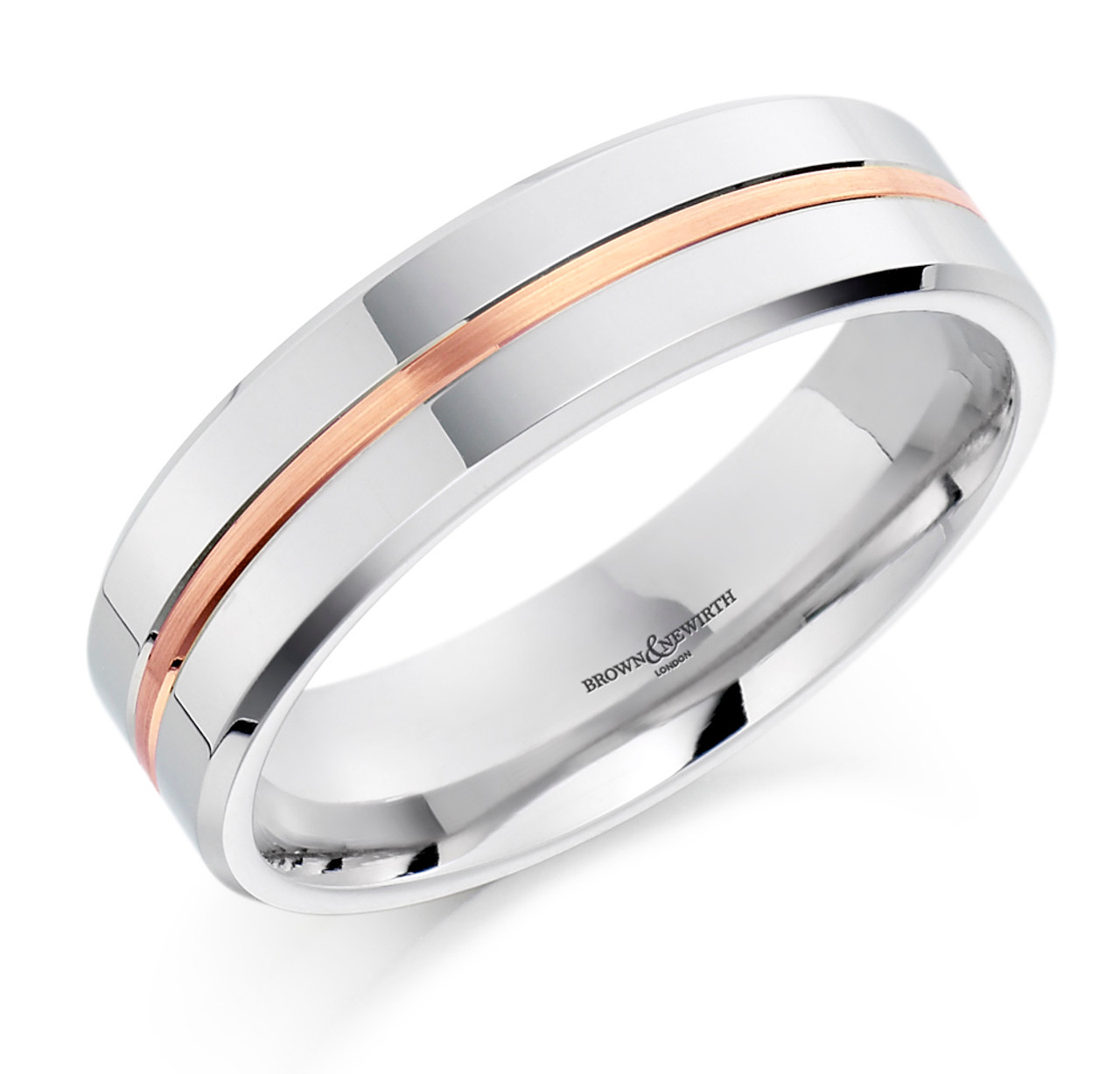 Palladium Standard Weight Flat Court Profile Centre Groove Wedding Ring