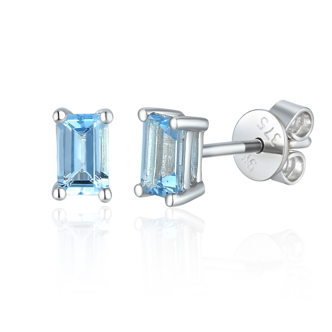 9ct White Gold Octagon Aquamarine Stud Earrings - Gatwards Of Hitchin