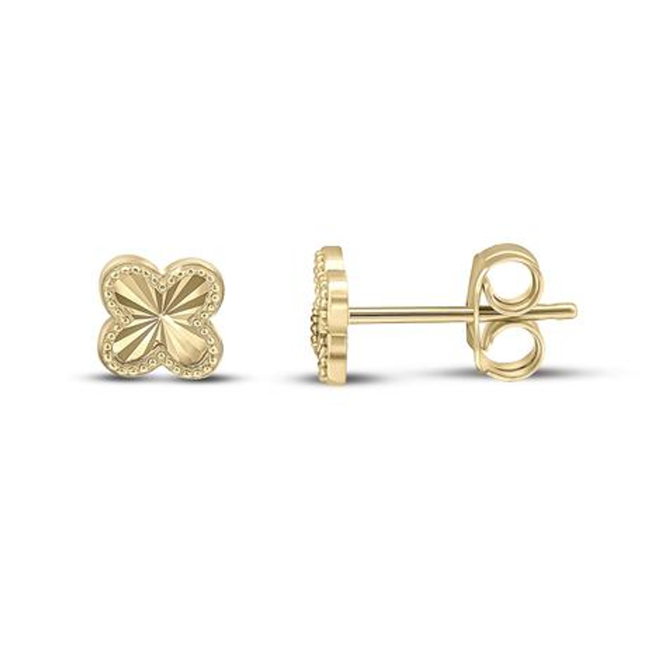 Hetal - Sparkling Crystal & Black Clover Earrings - 18k Gold