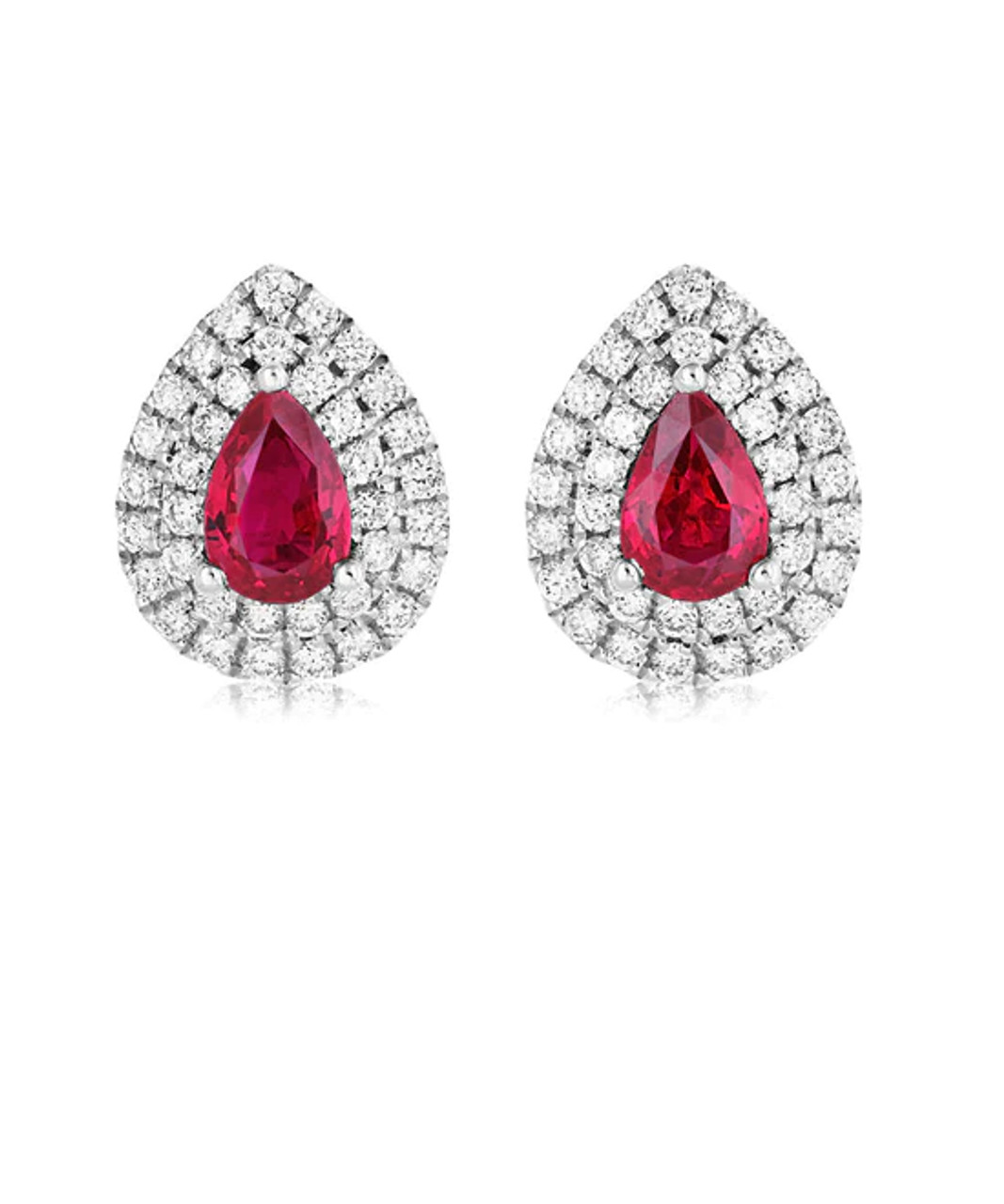 Round Cut High Class Ruby Earrings in 14K Solid Gold