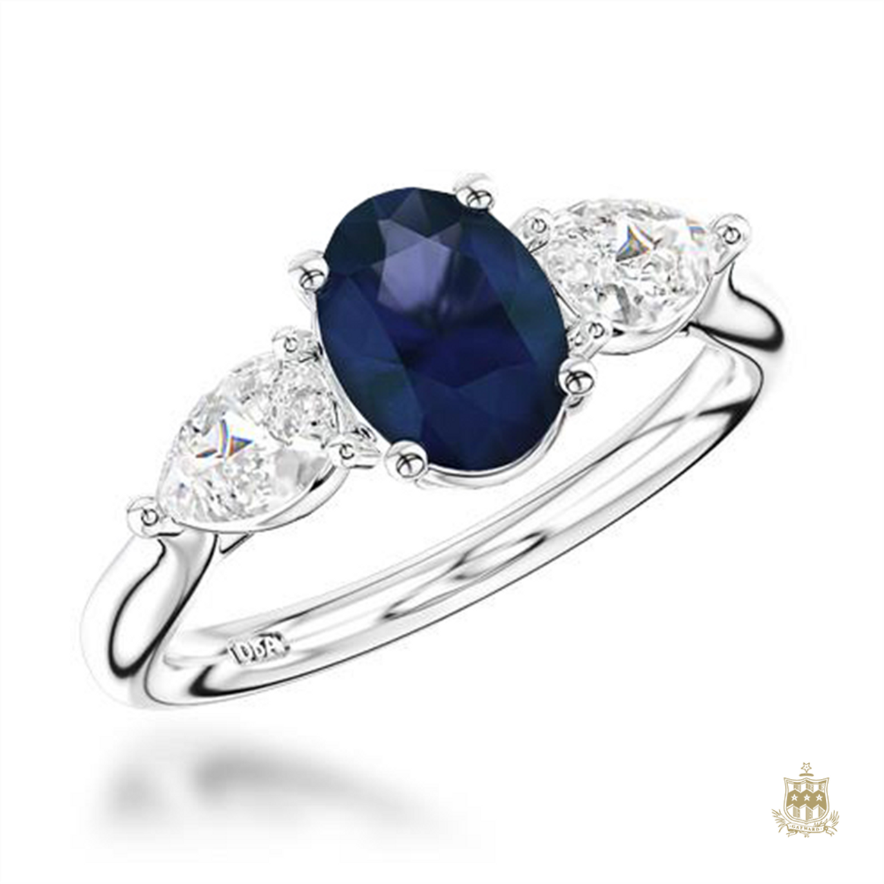 Three Stone Diamond and Sapphire Ring | deBebians