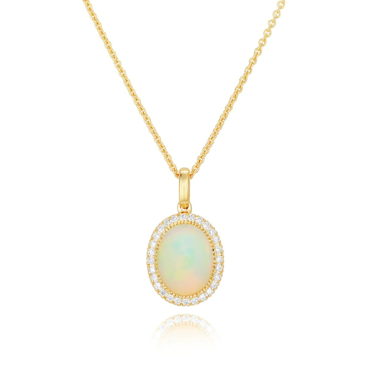 Opal & Diamond Necklace – Dandelion Jewelry