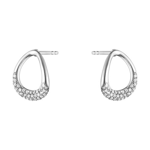 Georg Jensen Silver & Pave Diamond Offspring Stud Earrings