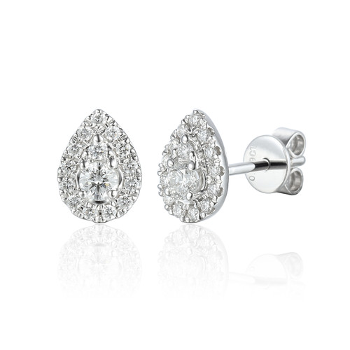 18ct White Gold Pear Diamond Stud Earrings