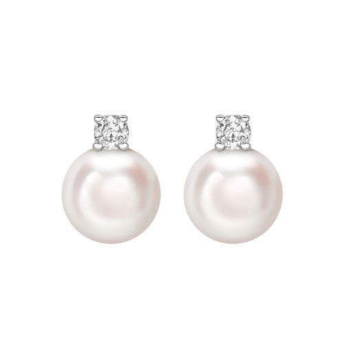 18ct White Gold Akoya Pearl and Diamond Studs  (From £550)