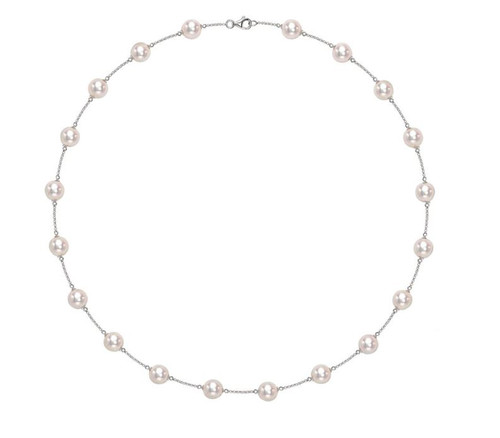 Cultured 7mm Akoya Chain Necklace With 9ct White Gold Clasp