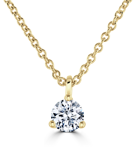 18ct Yellow Gold Solitaire 3 Claw Diamond Pendant