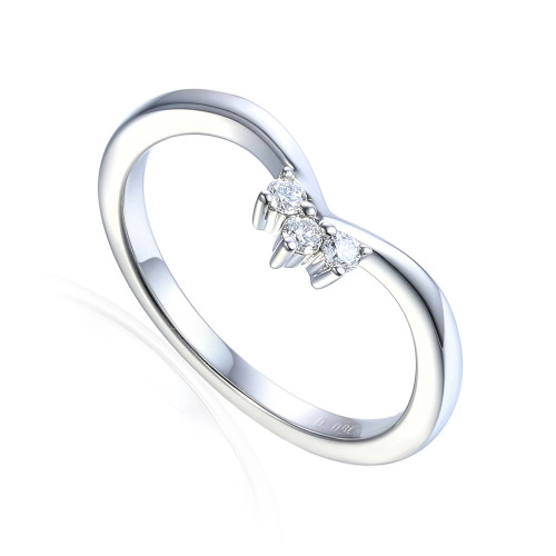 Platinum & Diamond Wishbone 'Crown' Ring